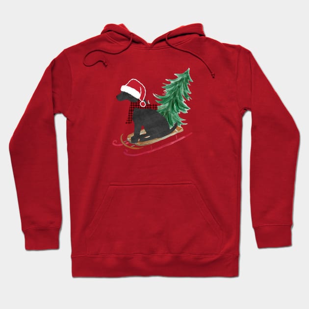 Black Lab Christmas Sled Hoodie by EMR_Designs